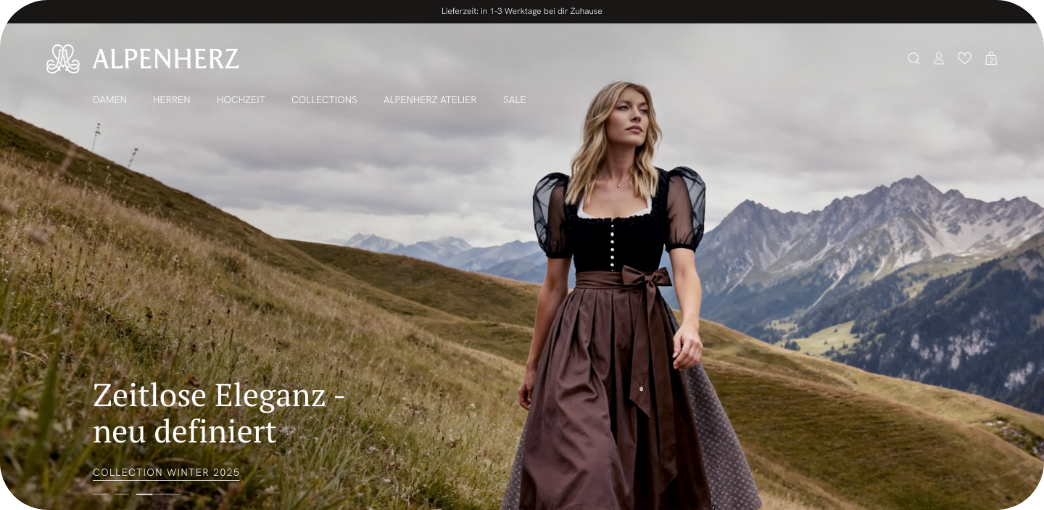 Von tzn Digital entwickelter Alpenherz Tracht Onlineshop